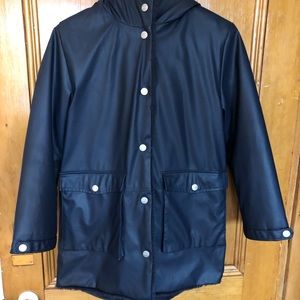 Zara Navy Faux Fur lined Rubber-coated Hooded Outerwear